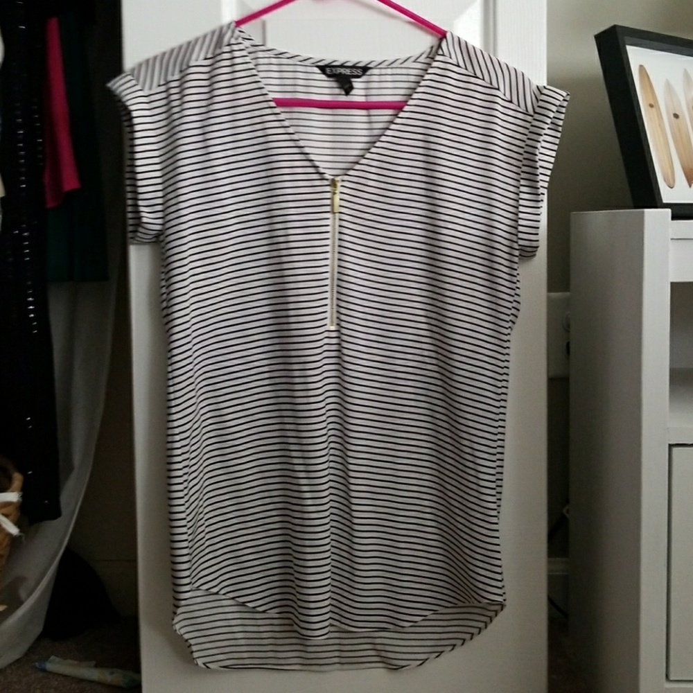 Stripped Express Short Sleeved Blouse